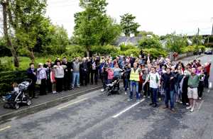 Parteen Residents out in force to object to the Limerick Northern Distributor Road which is going to bisect the village. Picture: Keith Wiseman