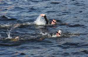 Sean Buckley and James Colbert from Midleton, Cork arriving in Limerick city following a six-day 120 kilometre swim from Athlone on the river Shannon.  Picture Liam Burke/Press 22