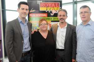 Left at Clarion Hotel media launch: Patrick Hogan, PRO Royal Picture Show; Gretta McCormack O'Shea of beneficiary Unity Gospel Choir Limerick; Colm O'Brien of Theatre at the Savoy and Declan McLoughlin of The Royal Picture Shows four festivals of 2014. Also on steering committee of Royal Cinema Film and Media Hub project, Cecil Street Photo: Paul Mullins