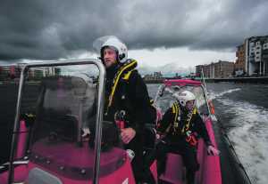 25/08/2015 REPRO FREE RESCUE divers in Limerick, who aim to prevent suicides on the River Shannon, are to cut their response times to just 90 seconds, with the help of a new floating pontoon. Suicide attempts among men, women, and teenagers, has reached crisis levels in Limerick, with barely a week passing without someone jumping into the river. Limerick Marine Search and Rescue Service (LMSARS) launched a new Û70,000 floating pontoon on the city's quays, which will speed up the time it takes them to get to a drowning casualty. Tony Cusack,founding member of the service payed tribute to local philanthropist and horse racing tycoon JP McManus for fitting the bill for the new pontoon, Tony said: "It's been my dream for the service to have something like this for many years. I'd like to thank JP McManus for helping us. It means we will cut our response times to about 90 seconds." Limerick Marine Search and Rescue service crew members, Tom Cusack, and Jason Murphy set out from the new pontoon on a training drill. Picture: Alan Place/Fusionshooters.