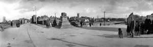 A panoramic view of Thomond Bridge and Clancy Strand.