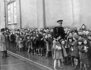 Jim Ryan keeping order in the queue at the Savoy Cinema.