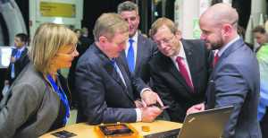 Enterprise Ireland chief executive Julie Sinnamon, Taoiseach Enda Kenny, ESA director general Jan Worner and Arralis chief executive Barry Lunn after the signing of the new contract.