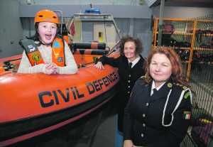 Abbie O'Flaherty Pigott with Civil Defence officers Lorraine and Cecilia O'Flaherty.  Picture: Alan Place 