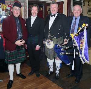 Usual suspect for this unique Limerick event: Michael Potter, Myles Breen,  piper Michael Egan and literary stalwart Noel Flannery Photo: Munster Images