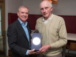 Tom Shipsey chairperson of Concern Worldwide presents the Outstanding Commitment Award to Mark Reidy at the Concern Volunteer Awards. 