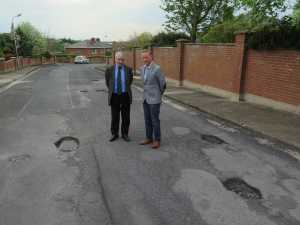 Willie O'Dea TD with local Fianna Fail representative Christy McInerney at the Hermitage Estate, Mill Road.