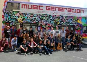 Tutors and Students taking part in the Music Generation Workshops in Sexton Street.