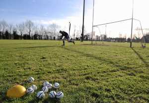 17 January 2010; Clare goalkeeper Philip Brennan warms up before the game. Waterford Crystal Cup, Clare v WIT, Meelick, Co. Clare. Picture credit: Diarmuid Greene / SPORTSFILE