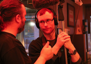 Left, Robert Cunningham with Chris Behan, sound and editing