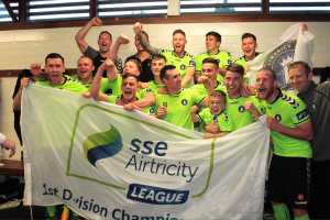 Limerick FC celebrate promotion to the Premier Division. Photo credit: Conor Wyse.