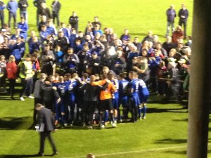 Limerick FC players celebrate with the First Division trophy after beating Drogheda United 2-1