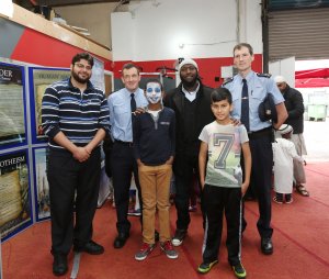 Adam Sabbagh, Garda Michael Hennessy,  Salman Mahad, Imam Abdullah Jaribu, Umer Shirdel and Garda Kevin Balfe at the Islamic Cultural Exhibition in Limerick.