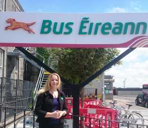Cllr Elena Secas welcomes new bus route.