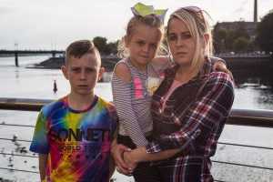 Cian (11), Katelyn (7) with their mother Joanne Molloy have been living in Emergency accomodation since April.