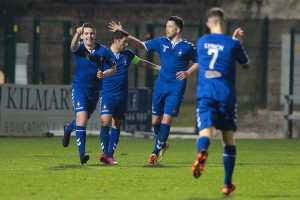 Stephen Kenny celebrates his goal for Limerick FC against Cobh Ramblers at Markets Field on 19 March 2016. Photo credit: Conor Wyse.