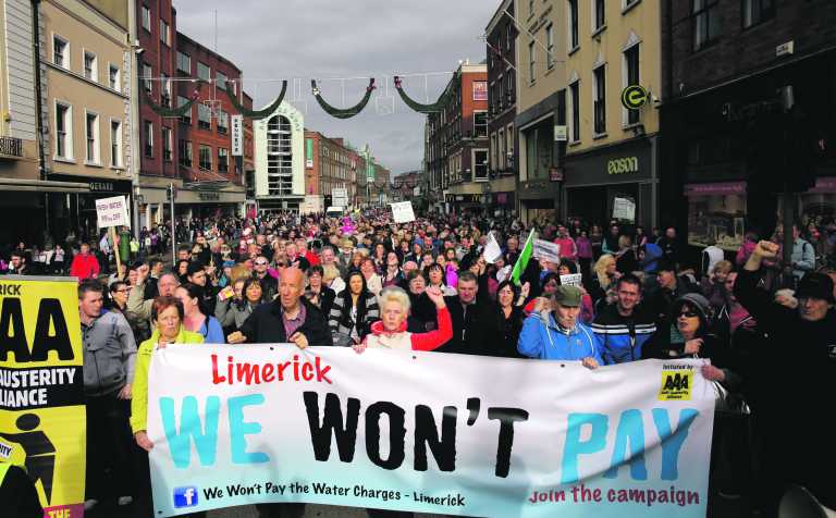 Anti-water charges protest in Limerick amid dispute over payment figures
