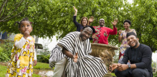 Back Row - Leonie Kerins, Doras Luimni, Jules Olivier Djiopang and Sylvanie Nono Front Row - Abigail Nono, John Njutekpor and David Idioh pictured at the Launch of Africa Day Limerick 2018 which runs until May 27th. Pic: Don Moloney limerick post newspaper