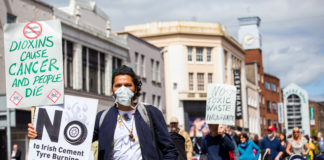 Opponents of Irish Cement's incinerator plan taking part in a previous protest march in Limerick. Photo: Cian Reinhardt