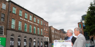 Limerick Twenty Thirty chief executive David Conway (left) and Chairman Denis Brosnan surveying the Opera Site. The special purpose vehicle established last year to deliver over €500m worth of investment infrastructure across four strategic sites in Limerick City will formally submit a Part 8 planning application to Limerick City and County Council this Friday to develop the hugely anticipated Opera Site.. Picture: Alan Place