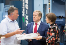 Gerry Reynolds, Managing Director, Takumi Precision Engineering, Pat Breen TD, Minister for Trade, Employment, Business, EU Digital Single Market and Data Protection and Orlaith Borthwick, Programme Manager for the Mid West Action Plan for Jobs at Takumi Precision Engineering, Limerick. Pic Sean Curtin True Media. Limerick Post Newspaper Mid West Industry Special Feature Ireland Irish