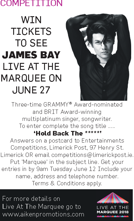 WIN TICKETS  to see James Bay