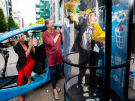 The Mayor of the City and County of Limerick, Councillor James Collins officially launched the Gum Litter Taskforce’s gum litter education campaign in Bedford Row in Limerick City. Helen O’Donnell, the Chair of Limerick Tidy Towns (centre) and Patricia Liddy, Limerick City and County Council were also in attendance. Picture: Alan Place