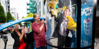 The Mayor of the City and County of Limerick, Councillor James Collins officially launched the Gum Litter Taskforce’s gum litter education campaign in Bedford Row in Limerick City. Helen O’Donnell, the Chair of Limerick Tidy Towns (centre) and Patricia Liddy, Limerick City and County Council were also in attendance. Picture: Alan Place