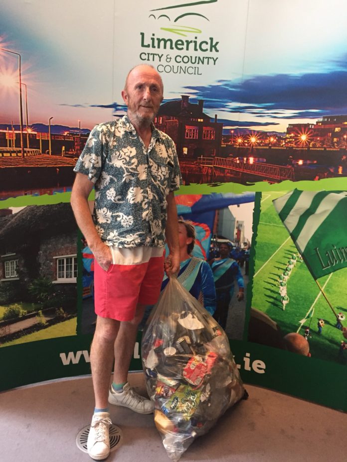 A LIMERICK City councillor arrived at a meeting in the chamber this week dragging a huge bag of rubbish to demonstrate the litter problem first hand.