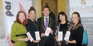 Attending the Launch of the Polish Arts Festival at the Hunt Museum were Aleksandra Styka, Artist, Justyna Cwojdzinska, Artist Director Polish Arts Festival, Mayor James Collins, Ewa Kotula and Dagmara Katulska, Artist. Pic: Gareth Williams