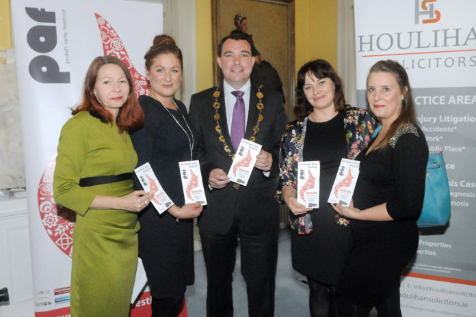 Attending the Launch of the Polish Arts Festival at the Hunt Museum were Aleksandra Styka, Artist, Justyna Cwojdzinska, Artist Director Polish Arts Festival, Mayor James Collins, Ewa Kotula and Dagmara Katulska, Artist. Pic: Gareth Williams