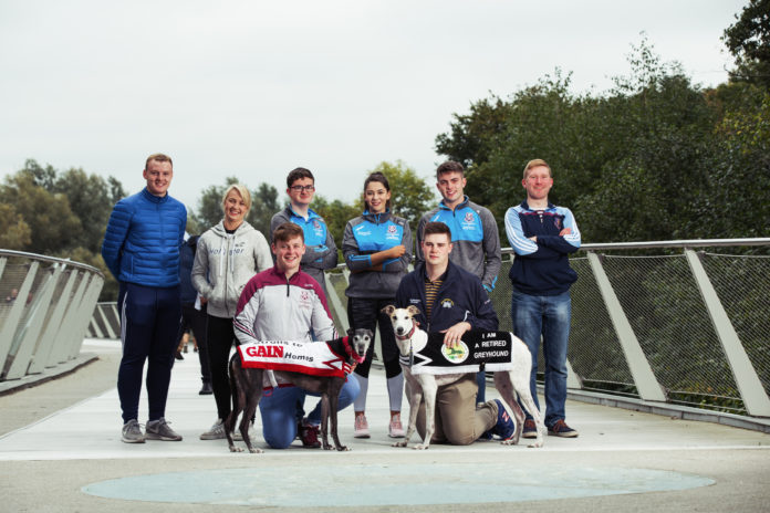 Members of the UL Greyhound Racing Society on campus during the filming of their video for the IRGT’s ‘Our People, Their Stories’ campaign.