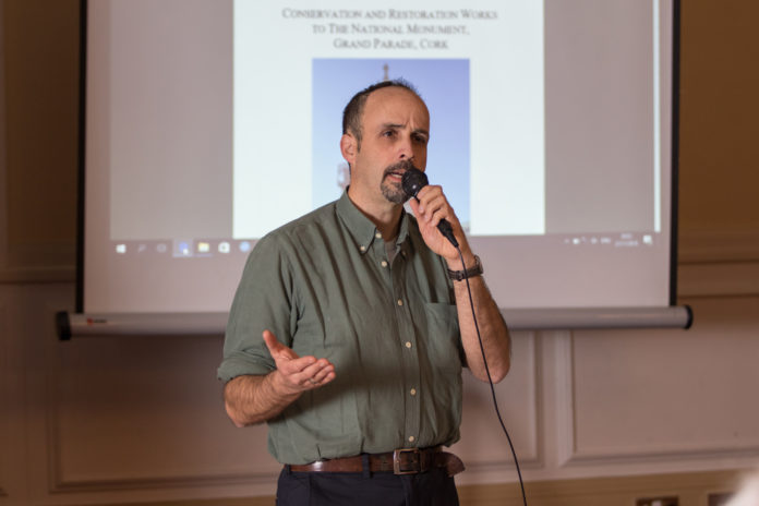 Sculpture conservator Eoghan Daltun speaking at the Limerick Burial Ground Awards at the Rathkeale House Hotel. Photo: Marie Keating