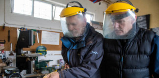 Men's Shed members working on some wood turning. pic: Cian Reinhardt