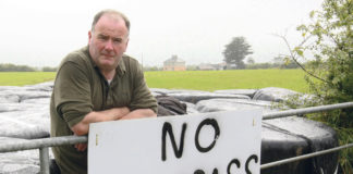 ICSA farmers leader Seamus Sherlock during the barricade of his farm at Feohanagh in August 2012. Photo: Keith Wiseman