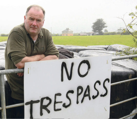 ICSA farmers leader Seamus Sherlock during the barricade of his farm at Feohanagh in August 2012. Photo: Keith Wiseman