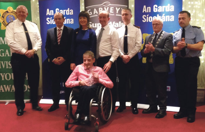 Sean Byrnes at the presentation of his Garda youth award.