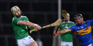 Cian Lynch of Limerick in action against Colin English of Tipperary during the Co-Op Superstores Munster Hurling League 2019 match between Limerick and Tipperary at the Gaelic Grounds in Limerick. Photo by Matt Browne/Sportsfile