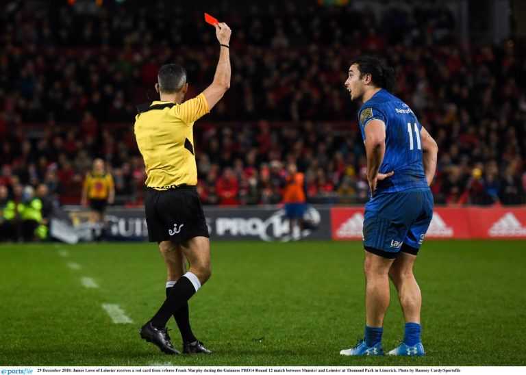 Lowe receives two week ban after Munster red card