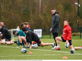 Peter OMahony and Andrew Conway, right, during Munster Rugby training at University of Limerick in Limerick. Photo by Seb Daly/Sportsfile