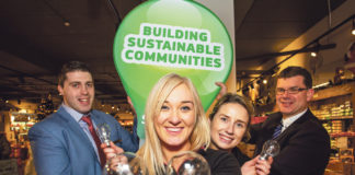 Celebrating their success in the Better Energy Communities Scheme were Gerard Walsh, Aoife Shiel, Hope Feehan and Jim Garvey at Garvey's Supervalu, Grove Island, Corbally. Photo: Alan Place