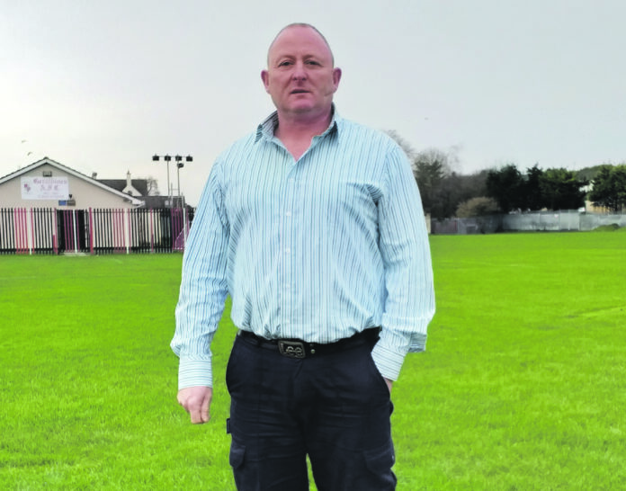 Sinn Fin local election candidate John Nugent at the Geraldines' soccer pitch.