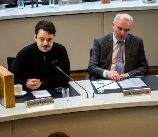 Séighin Ó'Cheallaigh, and Malachy McCreesh, Sinn Féin. Photo: Cian Reinhardt