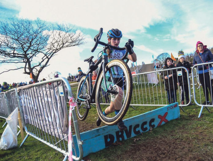 Lucy O'Donnell competing in the national cyclocross championships. Photo: Sean Rowe