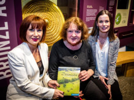 Heritage Minister Josepha Madigan with Rose Cleary and Kate Harrold at the Lough Gur Heritage Centre. Photo: Keith Wiseman