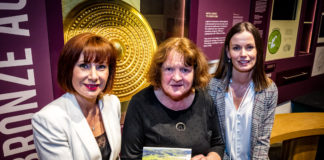Heritage Minister Josepha Madigan with Rose Cleary and Kate Harrold at the Lough Gur Heritage Centre. Photo: Keith Wiseman