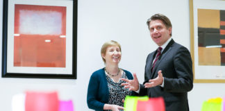 Vodafone Ireland Enterprise Director Regina Moran with SFA Director Sven Spollen-Behrens.