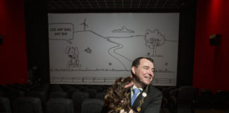 Mayor of Limerick City and County Council, Cllr. James Colins pictured at the Omniplex Cinema, Dooradoyle with his dog Laika to launch Dog Pooh!. Picture: Alan Place