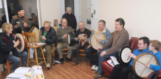 Members of the St Mary's Men's Shed Music Group who are on the lookout for bodhráns. Photo: Gareth Williams