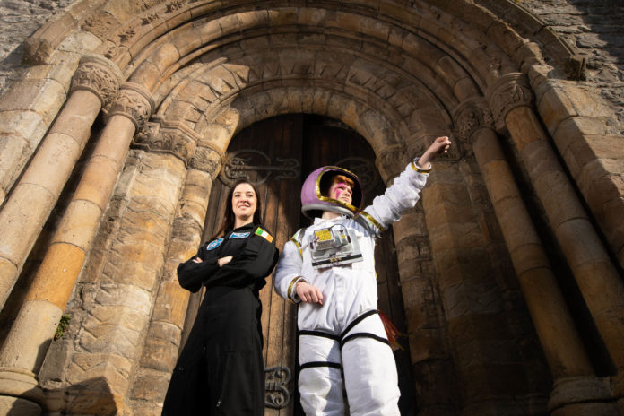 Dr Norah Patten, Grand Marshal and Luka Sean Og Rosenthal Morrissey, Lumen and Limerick Street theatre at Saint Marys Cathedral for the launch. Pic Sean Curtin True Media.
